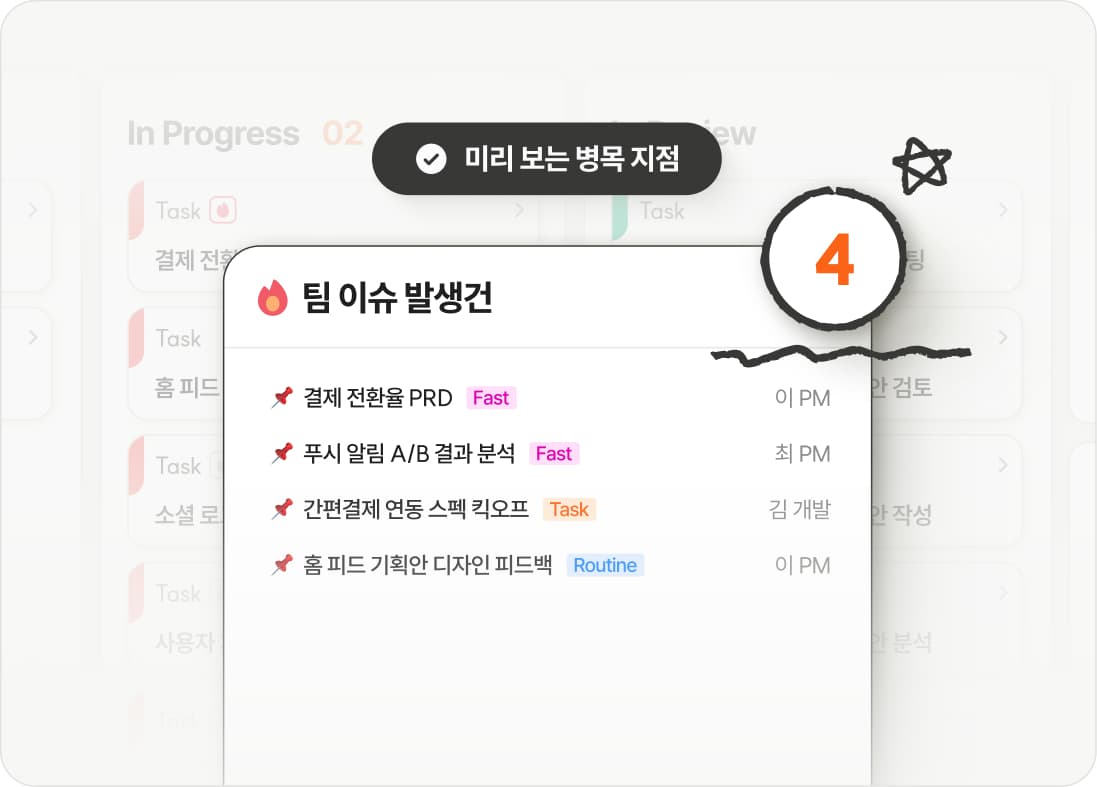 BRIC(브릭) 칸반 보드&팀 이슈발생 건